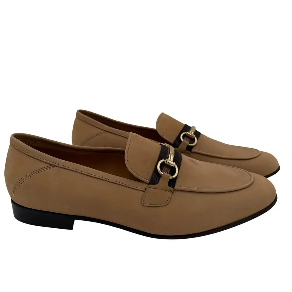 Aldo Men's Tan Leather Slip On Buckle Loafers Size 11